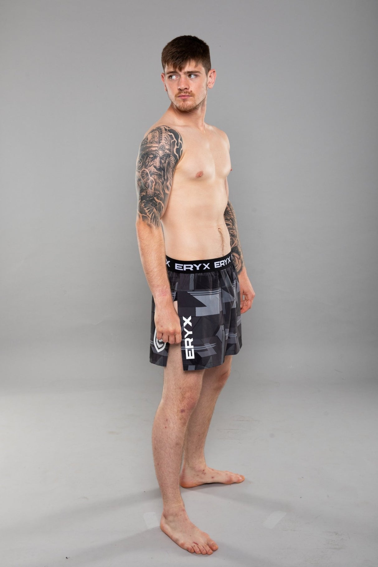 Eryx Glitch High Split MMA Shorts Black - Eryxgear