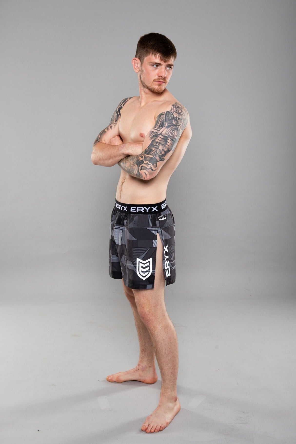 Eryx Glitch High Split MMA Shorts Black - Eryxgear