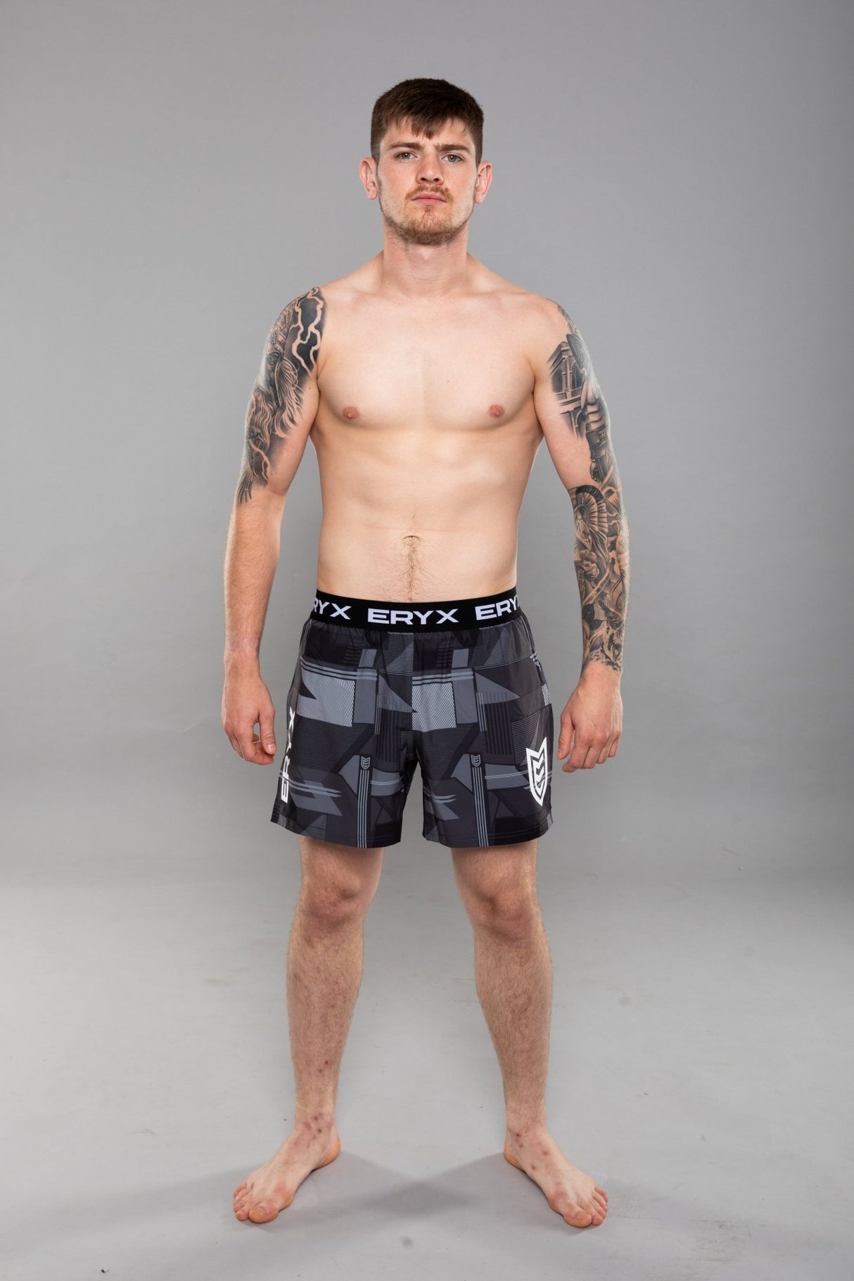 Eryx Glitch High Split MMA Shorts Black - Eryxgear