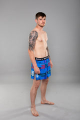 Eryx Glitch High Split MMA Shorts Blue - Eryxgear