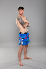 Eryx Glitch High Split MMA Shorts Blue - Eryxgear