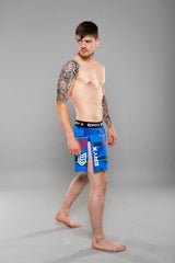 Eryx Glitch High Split MMA Shorts Blue - Eryxgear