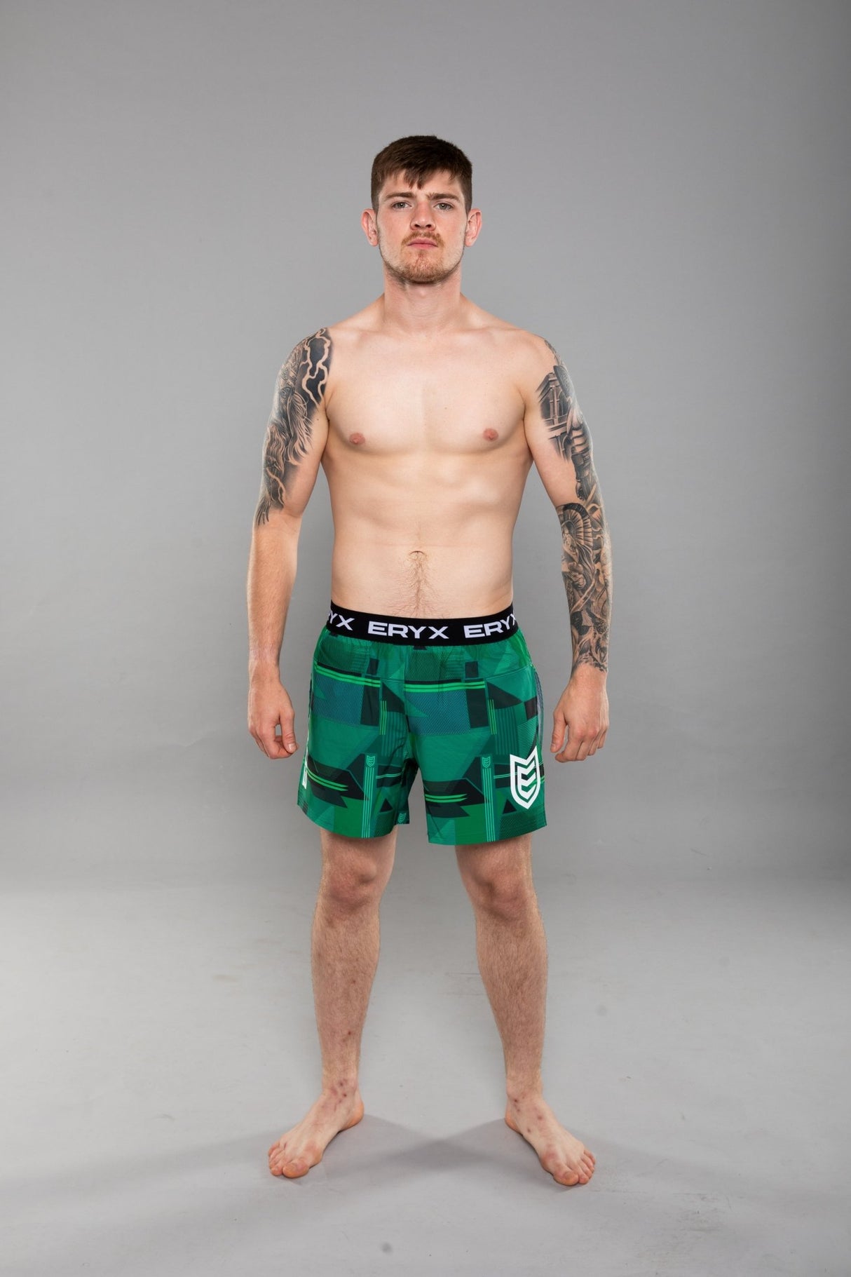 Eryx Glitch High Split MMA Shorts Green - Eryxgear