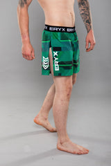 Eryx Glitch High Split MMA Shorts Green - Eryxgear