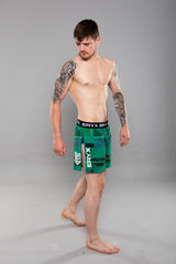 Eryx Glitch High Split MMA Shorts Green - Eryxgear