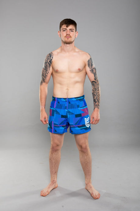 Eryx Glitch Hybrid MMA Shorts Blue - Eryxgear