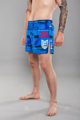 Eryx Glitch Hybrid MMA Shorts Blue - Eryxgear