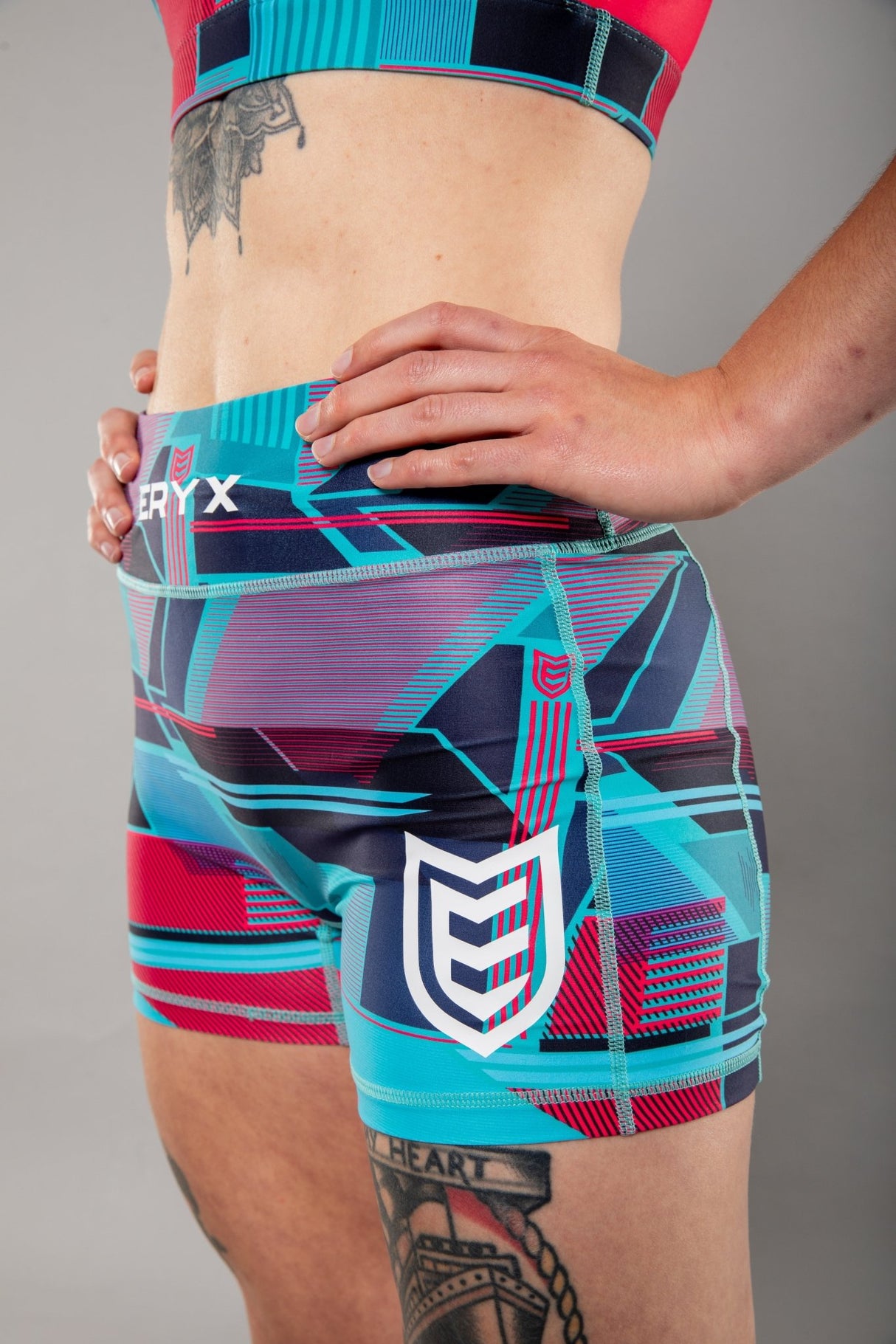 Eryx Glitch Womens Shorts Aqua - Eryxgear